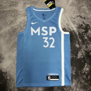 NBA 32 Towns Timberwolves 2020 city Maillot bleu imprimé